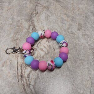 Small Flower Bead Keychain Ring